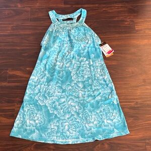 Floral Aqua Halter Active Dress with Built-In Bra (XL)